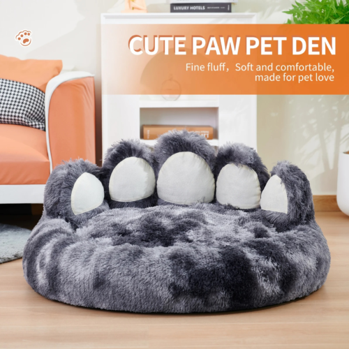 Fun Fluffy Paw Shaped Dog Bed
