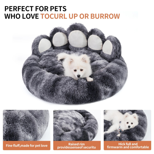 Fun Fluffy Paw Shaped Dog Bed